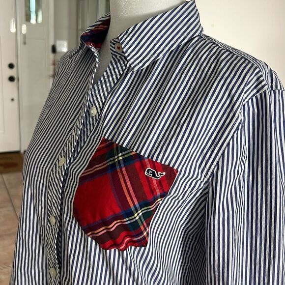 Vineyard Vines Mixed Patterns Stripes & Plaid Button Down, Size 0 - Picture 4 of 9